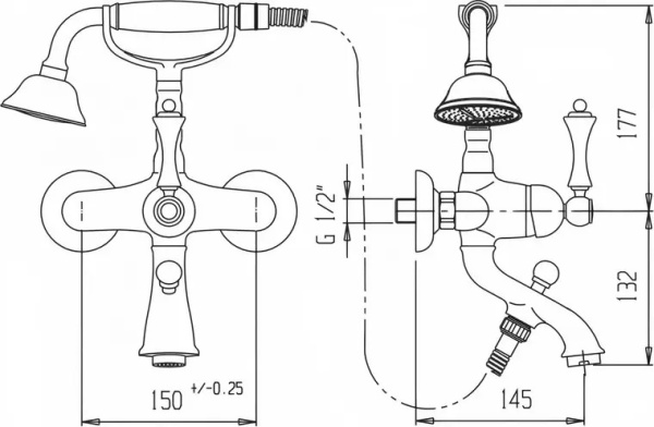 Смеситель для ванны Cezares Margot MARGOT-VDM-NOP